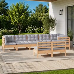 Sturdy 8 Piece Garden Lounge Set with Grey Cushions