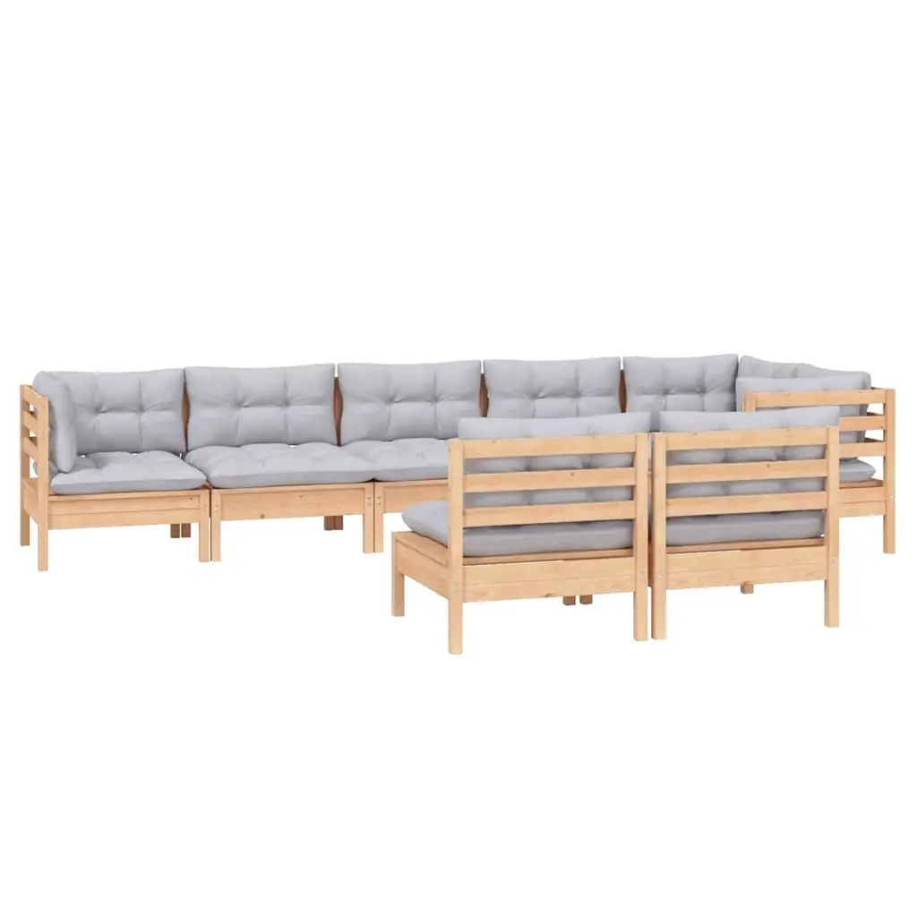 8 Piece Garden Lounge Set with Grey Cushions
