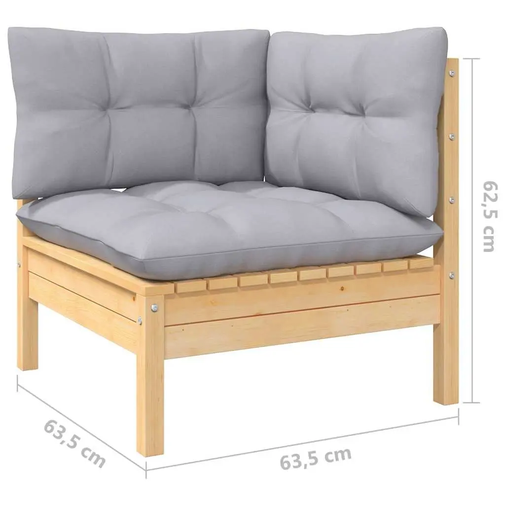 8 Piece Garden Lounge Set with Grey Cushions