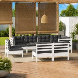 8 Piece Outdoor Modular Lounge Set with White Cushions