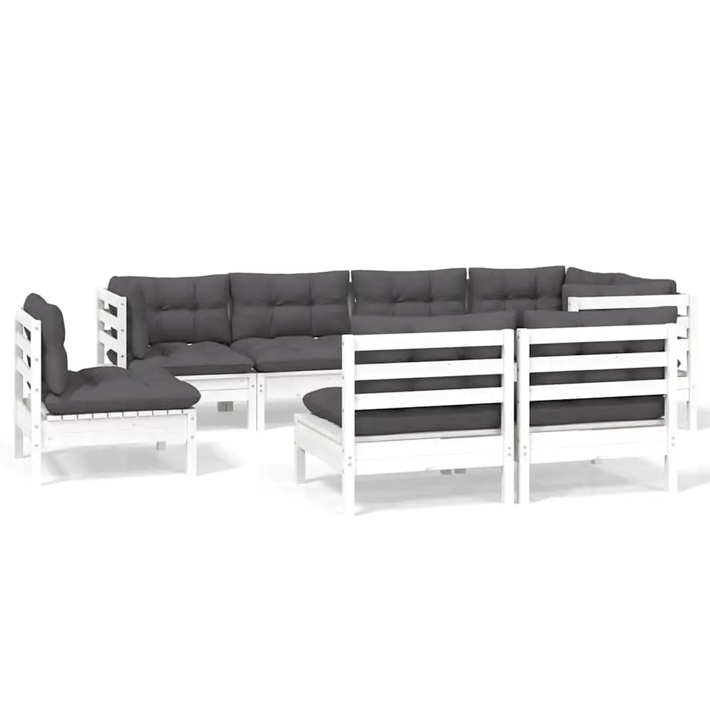 8 Piece Outdoor Modular Lounge Set with White Cushions