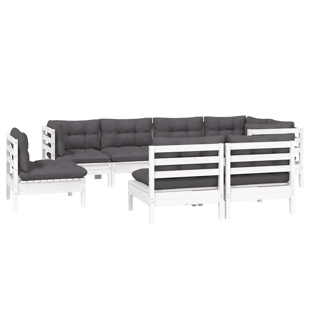 8 Piece Outdoor Modular Lounge Set with White Cushions