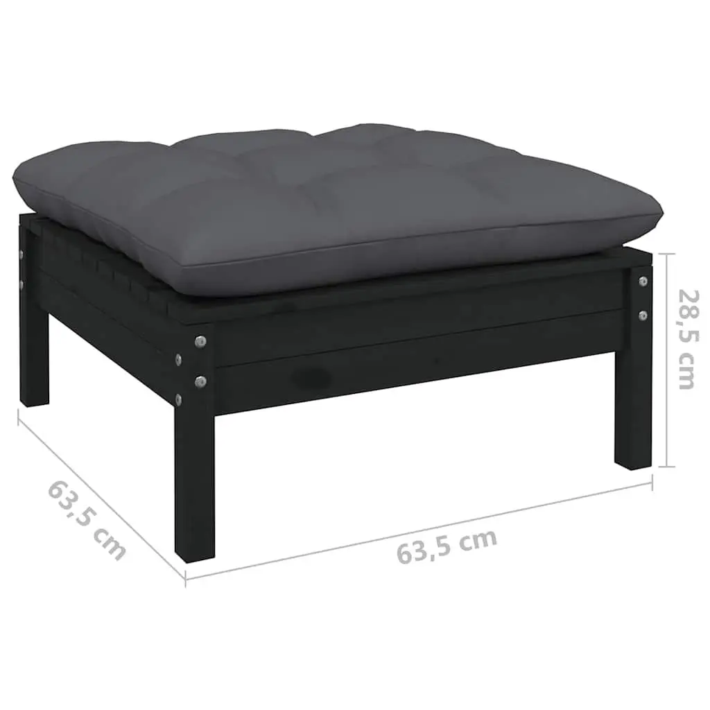 Black Modular 9-Piece Garden Lounge Set for Outdoor Relaxation