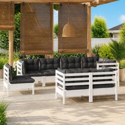 8-Piece Modular Garden Lounge Set with White Cushions