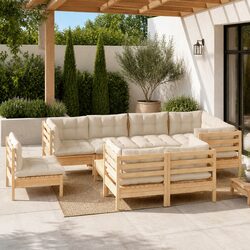 Premium 9 Piece Garden Lounge Set with Cream Cushions