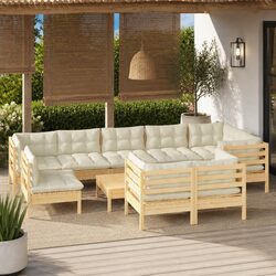 Durable 10-Piece Modular Garden Lounge Set with Cream Cushions