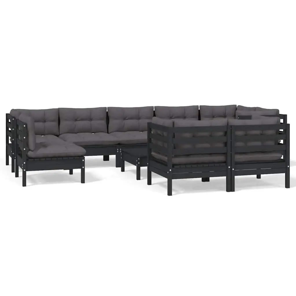 10-Piece Black Modular Garden Lounge Set