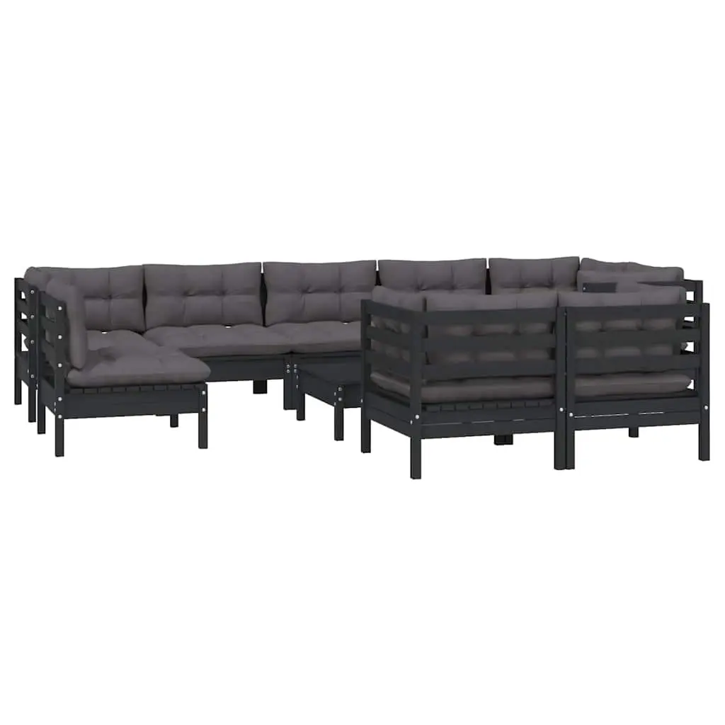 10-Piece Black Modular Garden Lounge Set