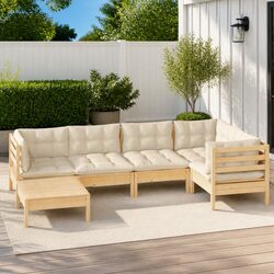 Outdoor 6-Piece Modular Lounge Set with Cream Cushions