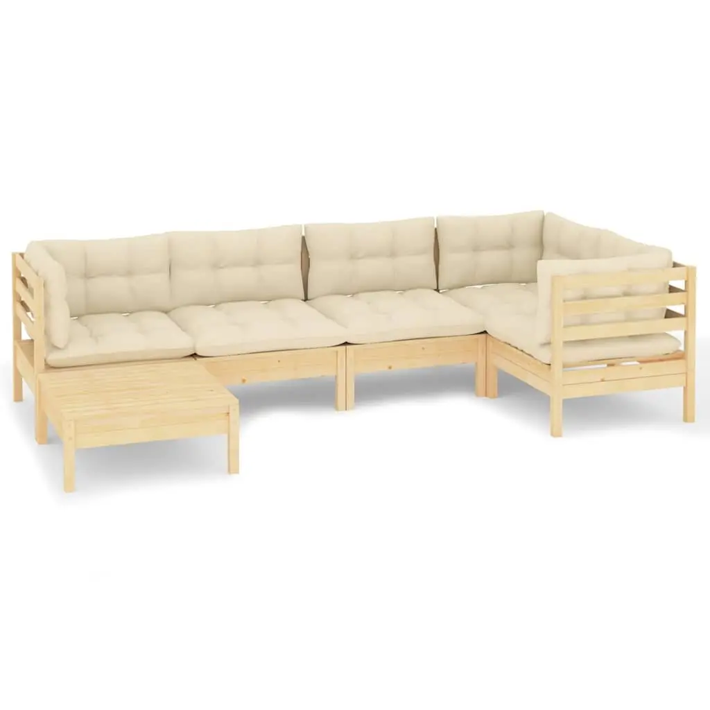 Outdoor 6-Piece Modular Lounge Set with Cream Cushions