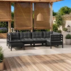 6-Piece Outdoor Black Modular Garden Lounge Set