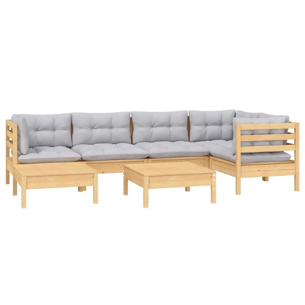7 Piece Outdoor Modular Sofa Set with Grey Cushions