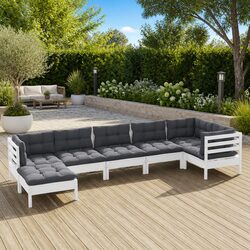 Durable 7 Piece Garden Lounge Set with Cushions