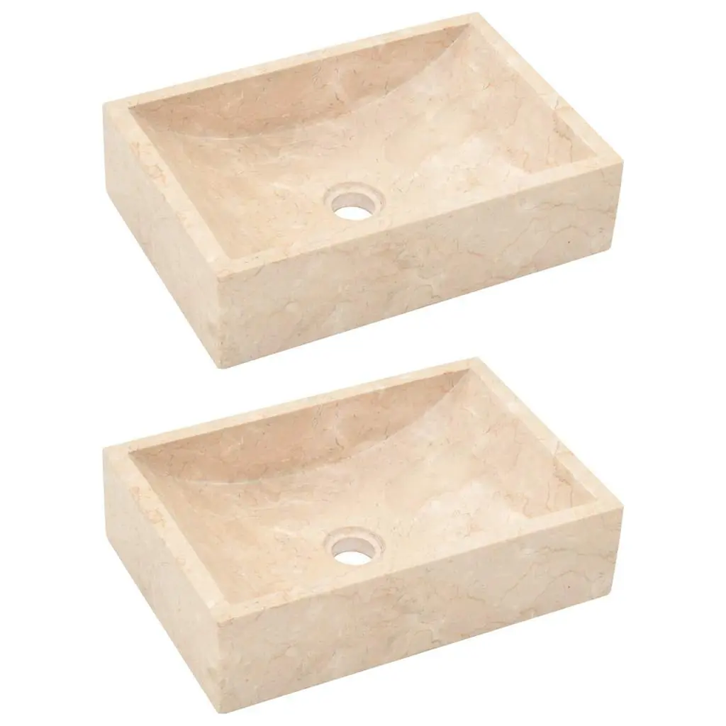 Cream Marble Bathroom Vanity with Dual Sinks