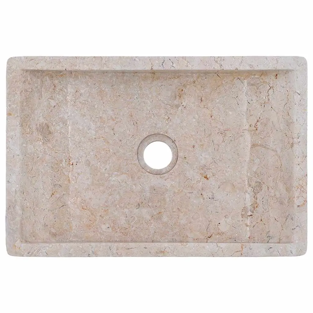 Cream Marble Bathroom Vanity with Dual Sinks