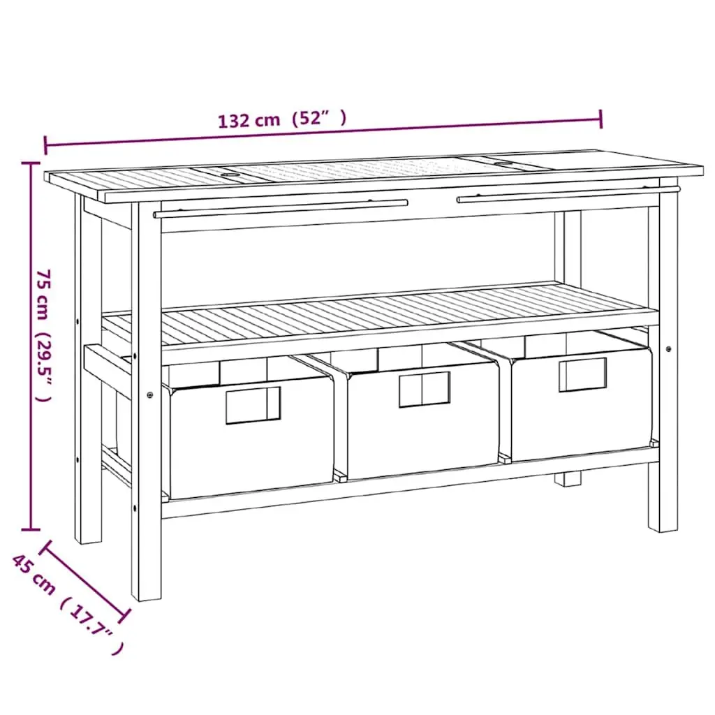 Solid Teak Wood Dual Sink Bathroom Vanity Cabinet