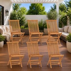 Solid Teak Wood Folding Garden Chairs Set of 6