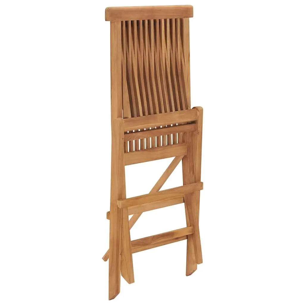 Folding Garden Chairs Solid Teak Wood Brown 6 Piece Set