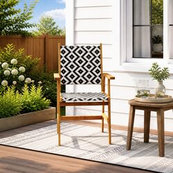 4-Piece Solid Acacia Wood Outdoor Chairs Set in Brown
