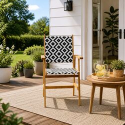 Set of 8 Brown Acacia Wood Outdoor Garden Chairs