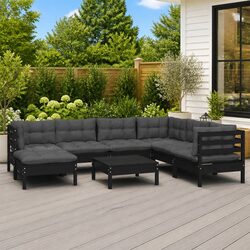 Premium 8 Piece Black Modular Garden Lounge Set