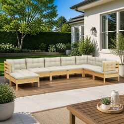 8 Piece Modular Garden Lounge Set with Cream Cushions