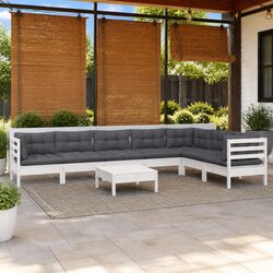 Premium 8 Piece Outdoor Lounge Set with Cushions in White