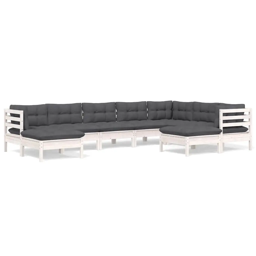 9 Piece White Modular Garden Lounge Set with Cushions