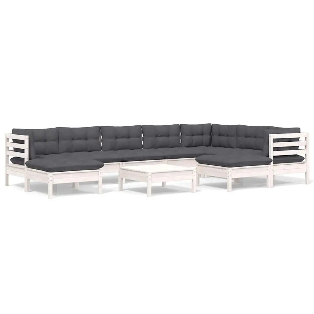10-Piece White Pinewood Outdoor Lounge Set