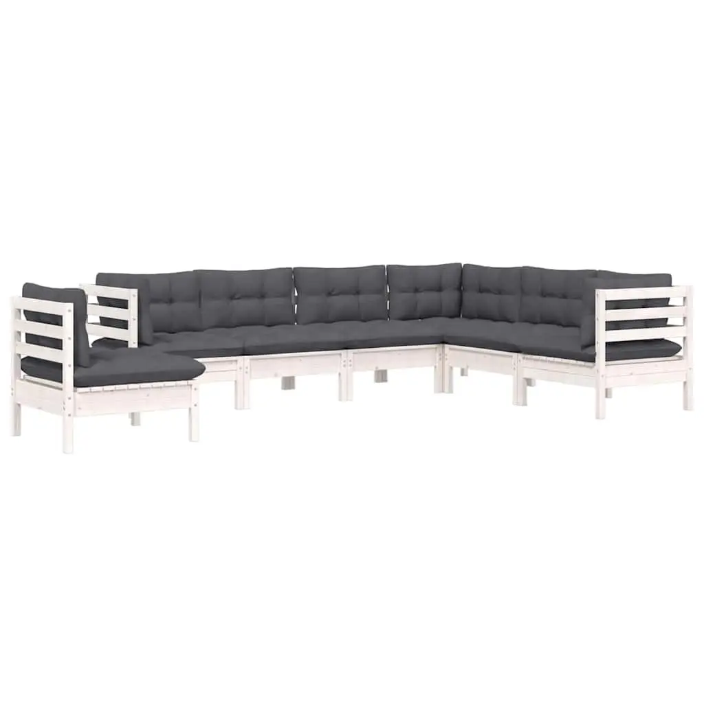7-Piece White Modular Garden Lounge Set with Cushions