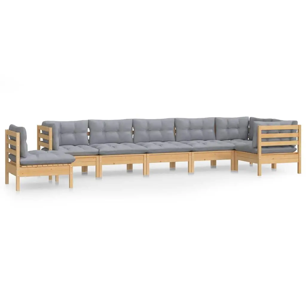 8 Piece Garden Lounge Set with Grey Cushions