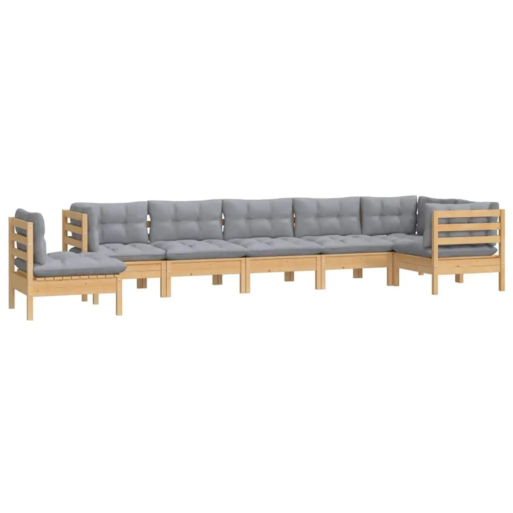 8 Piece Garden Lounge Set with Grey Cushions
