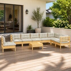 Stylish 9 Piece Modular Garden Lounge Set in Cream