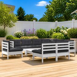 10-Piece Modular Garden Lounge Set in White