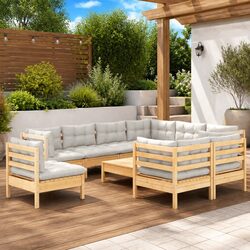 Premium 10 Piece Garden Lounge Set with Solid Pinewood