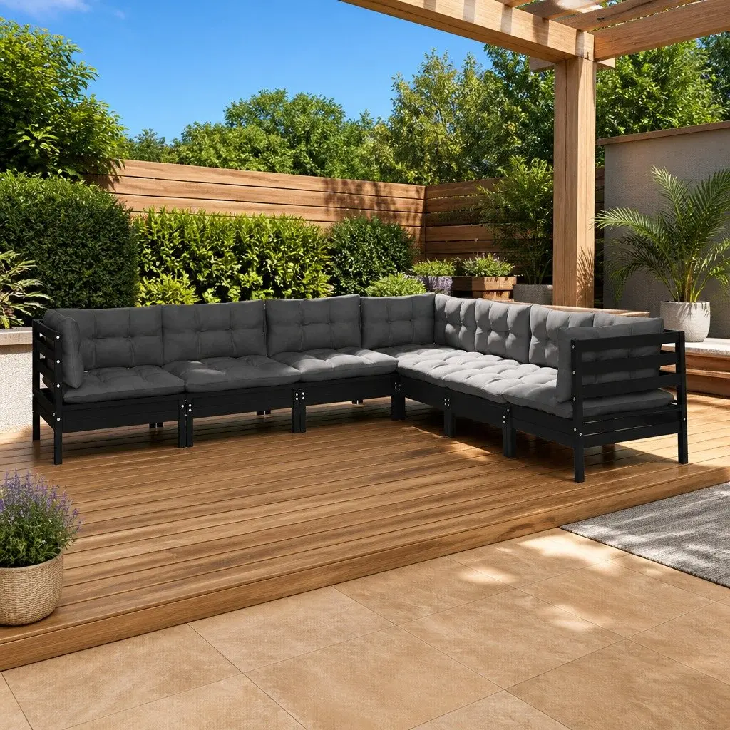 7 Piece Modular Garden Lounge Set with Cushions