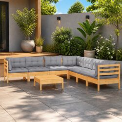 High-Quality 8 Piece Garden Lounge Set with Grey Cushions