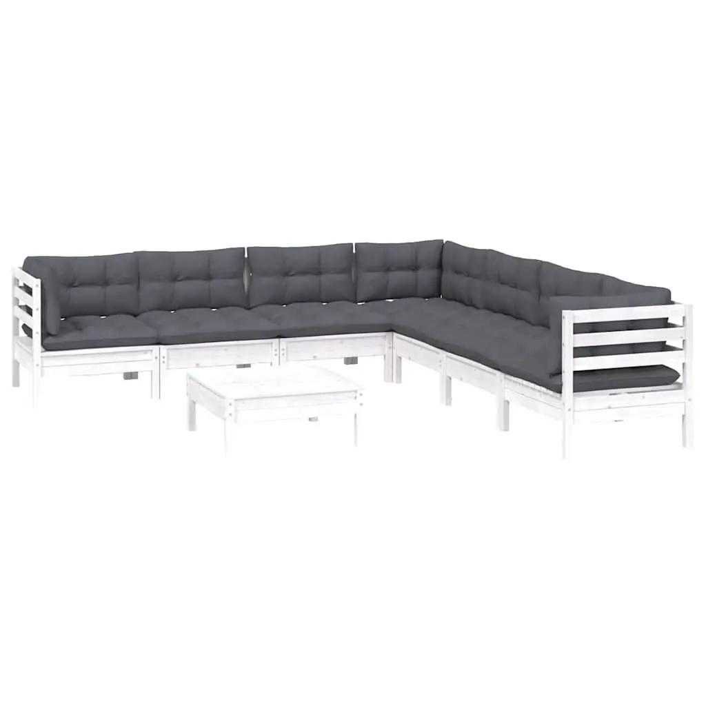8 Piece Outdoor Patio Furniture Set in White Pinewood