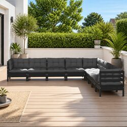 Premium Black Modular Garden Lounge Set with Cushions