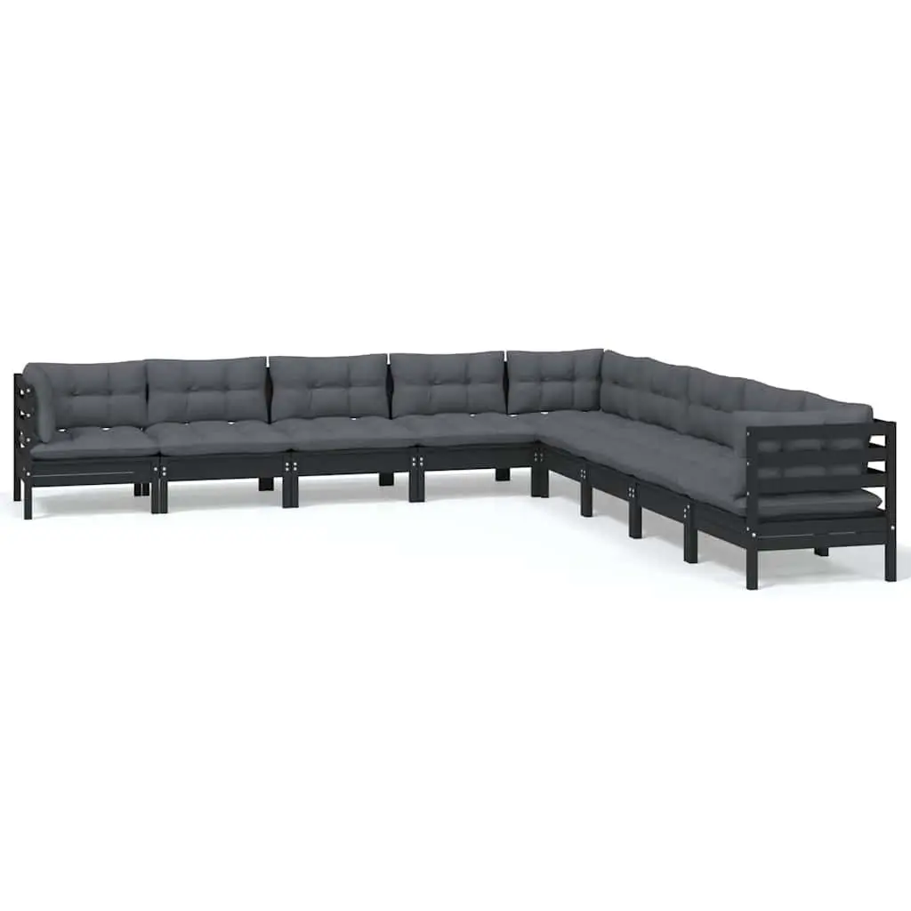 Black Modular Garden Lounge Set with Cushions