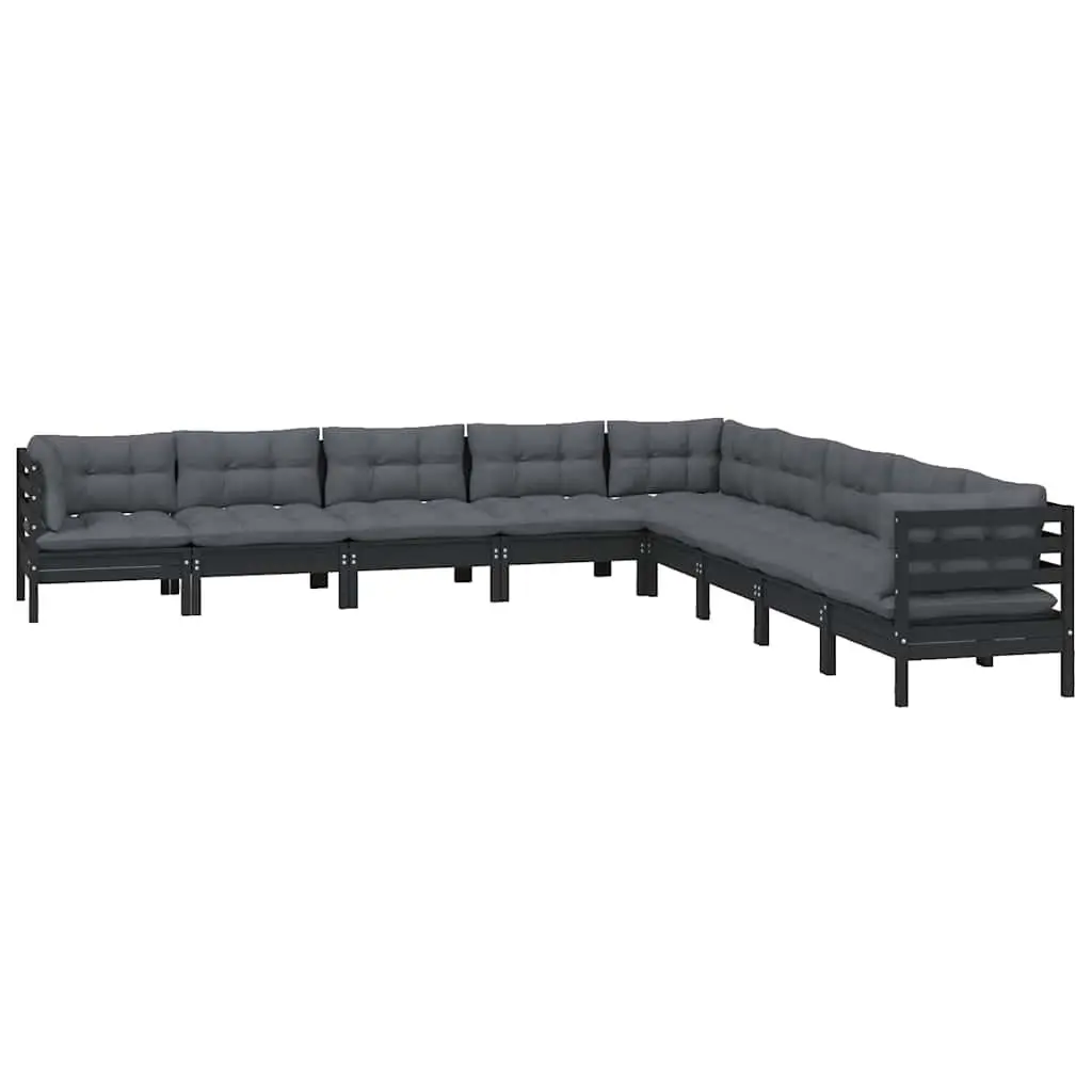 Black Modular Garden Lounge Set with Cushions