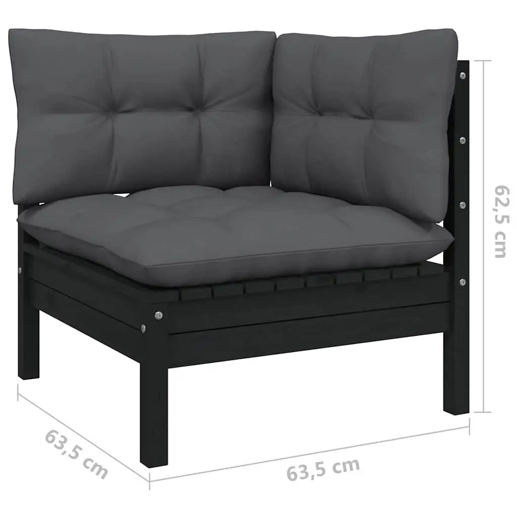 Black Modular Garden Lounge Set with Cushions
