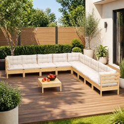 10 Piece Cream Garden Lounge Set for Quality Outdoor Relaxation