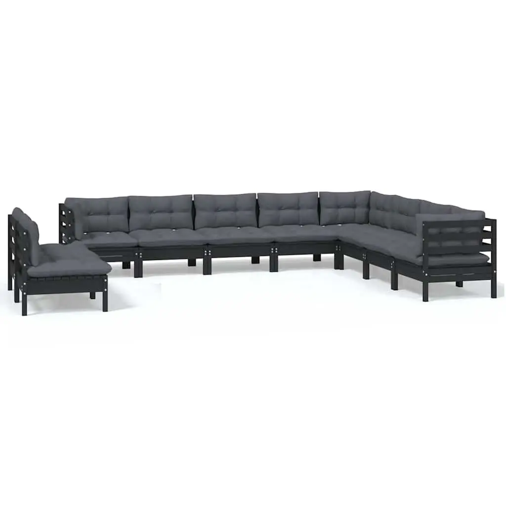 10 Piece Black Patio Sectional Lounge Set