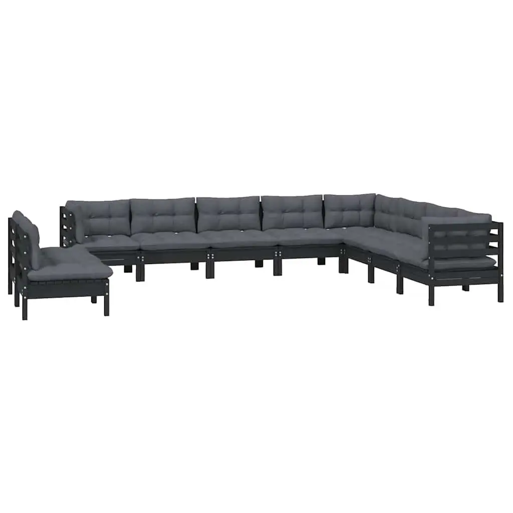 10 Piece Black Patio Sectional Lounge Set