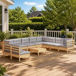 Modular Outdoor Patio Furniture Set with Grey Cushions