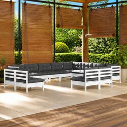 12 Piece White Modular Sectional Garden Lounge Set
