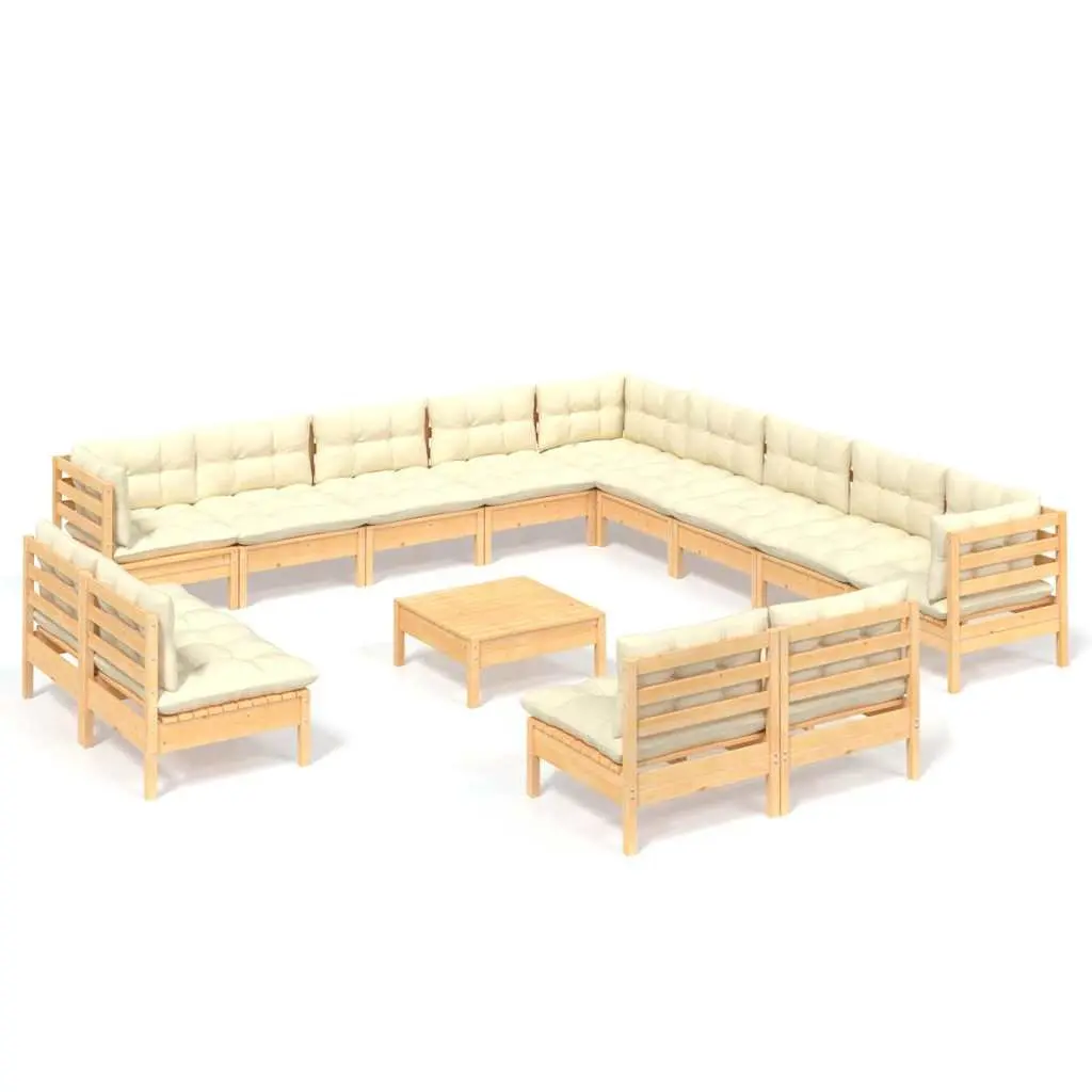 14 Piece Modular Garden Lounge Set with Cream Cushions