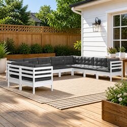 Durable 10 Piece White Garden Lounge Set for Outdoor Relaxation