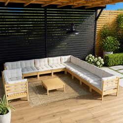 Premium 12-Piece Garden Lounge Set with Cream Cushions